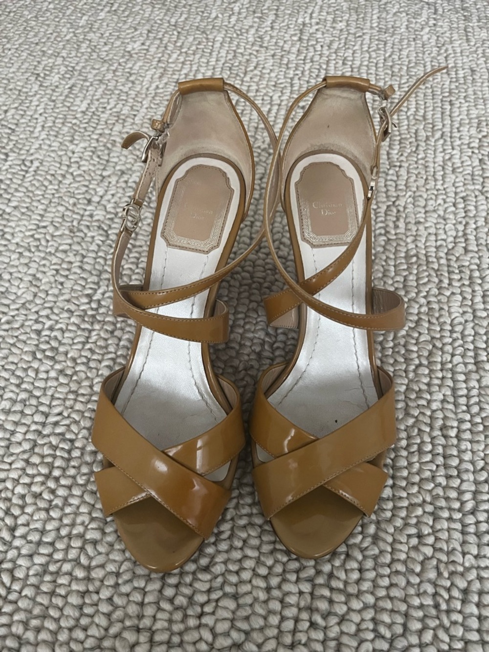 Christian Dior Tan strap wedge shoes size 38